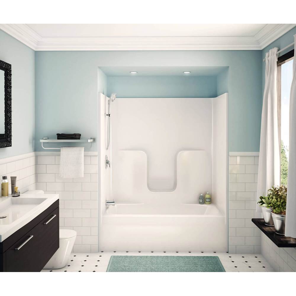 Aker CM-60 AFR AcrylX Alcove Right-Hand Drain One-Piece Tub Shower in Thunder Grey