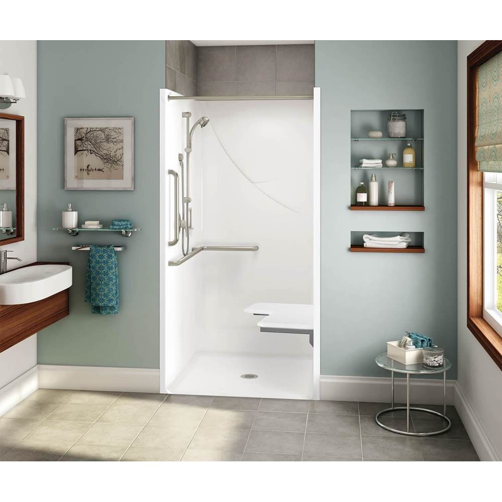 Aker OPS-3636 RRF AcrylX Alcove Center Drain One-Piece Shower in Biscuit - ANSI Compliant
