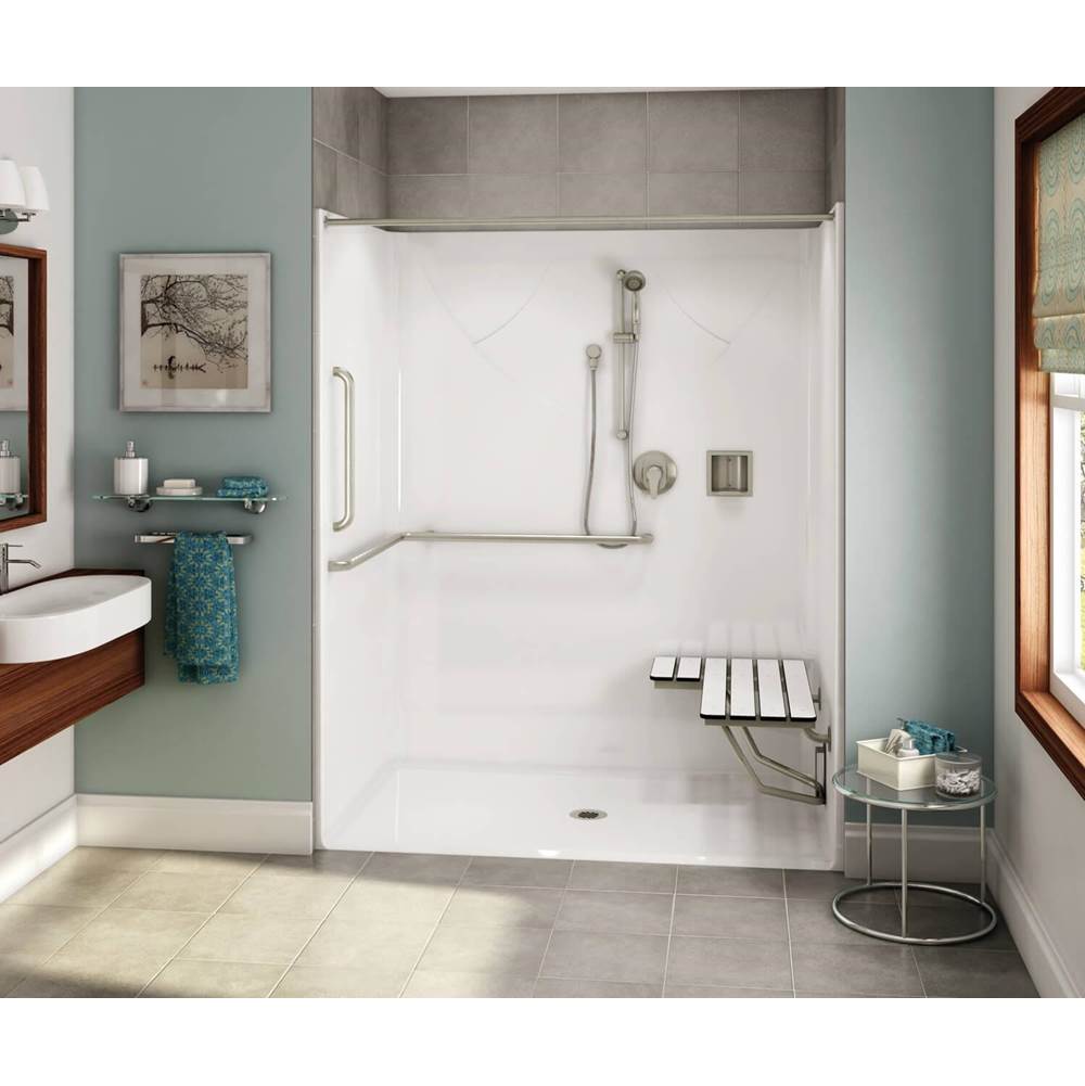 Aker OPS-6036 AcrylX Alcove Center Drain One-Piece Shower in Thunder Grey - ANSI compliant