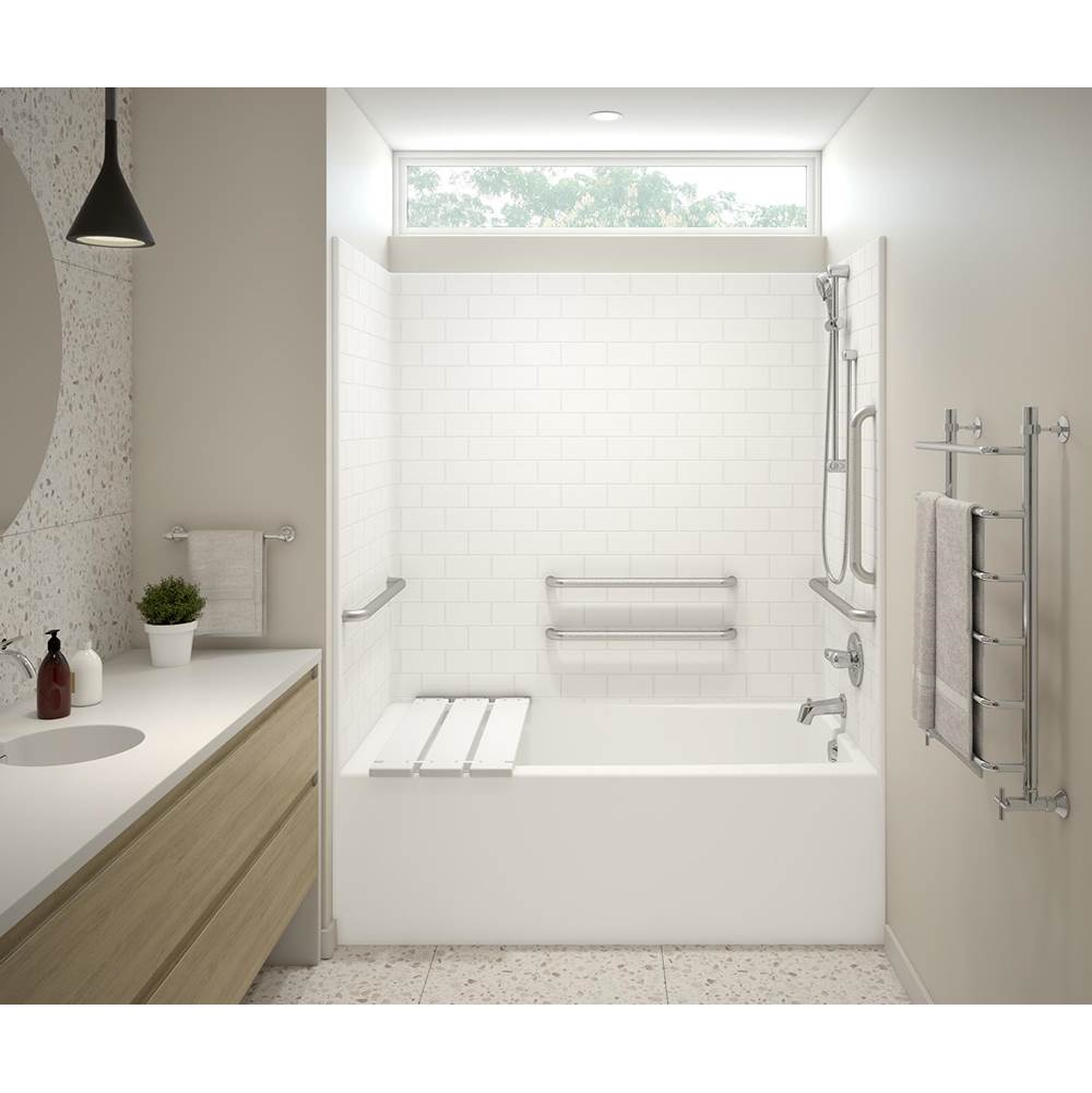 Aker F6030STTM - ANSI Compliant AcrylX Alcove Left-Hand Drain One-Piece Tub Shower in Biscuit