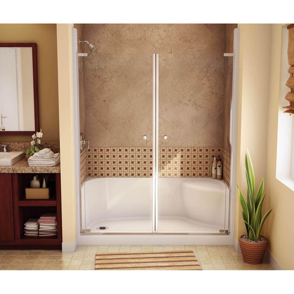 Aker SPS 3460 AFR AcrylX Alcove Right-Hand Drain Shower Base in Sterling Silver