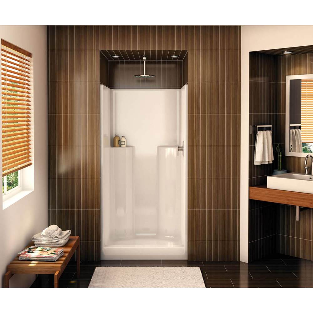 Aker S-36 AFR AcrylX Alcove Center Drain One-Piece Shower in Sterling Silver