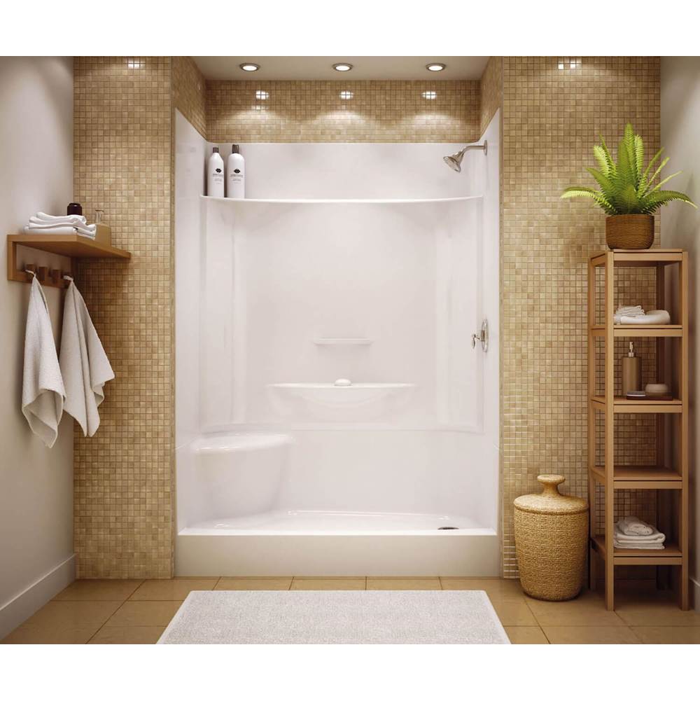 Aker KDS 3460 AFR AcrylX Alcove Center Drain Four-Piece Shower in Sterling Silver