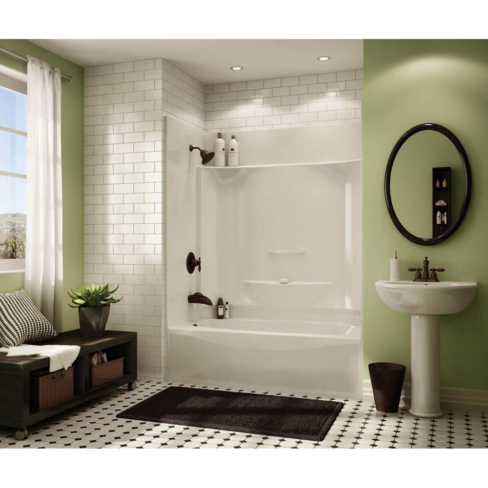 Aker KDTS 3260 AFR AcrylX Alcove Right-Hand Drain Four-Piece Tub Shower in Thunder Grey