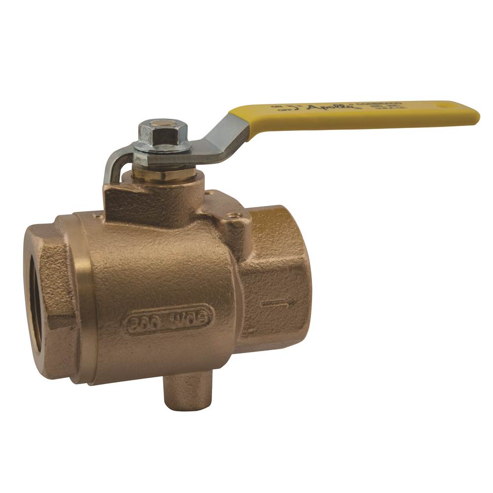Apollo Bronze 2 Piece Full Port Ball Valve With Drain Port, Latch Lock Lever-Lock Clesed Position Only 3/8'' (3 X Fnpt)