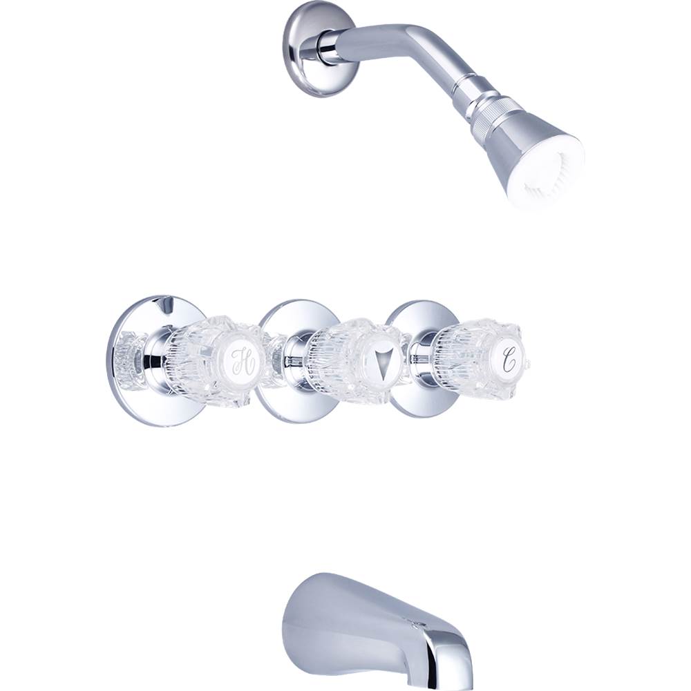 Banner Faucets Three Acrylic Handle Tub And Shower Faucet