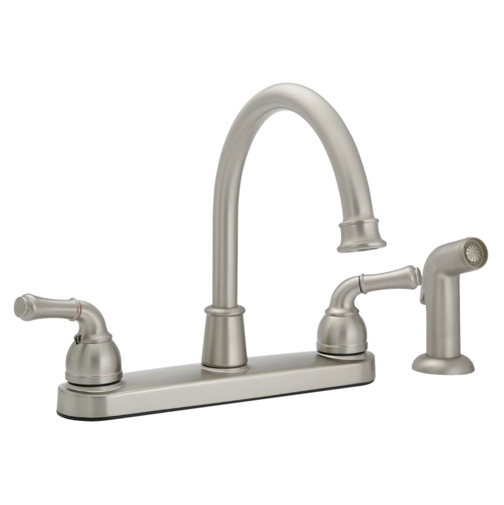 Banner Faucets Two Lever Handle High Arch Kitchen Faucet With Matching Side Spray