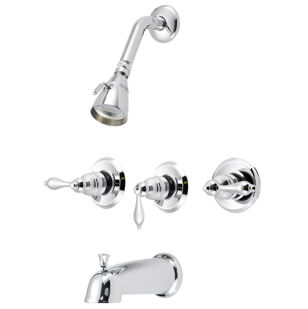 Banner Faucets Three Lever Handle Brass Tub And Shower Faucet
