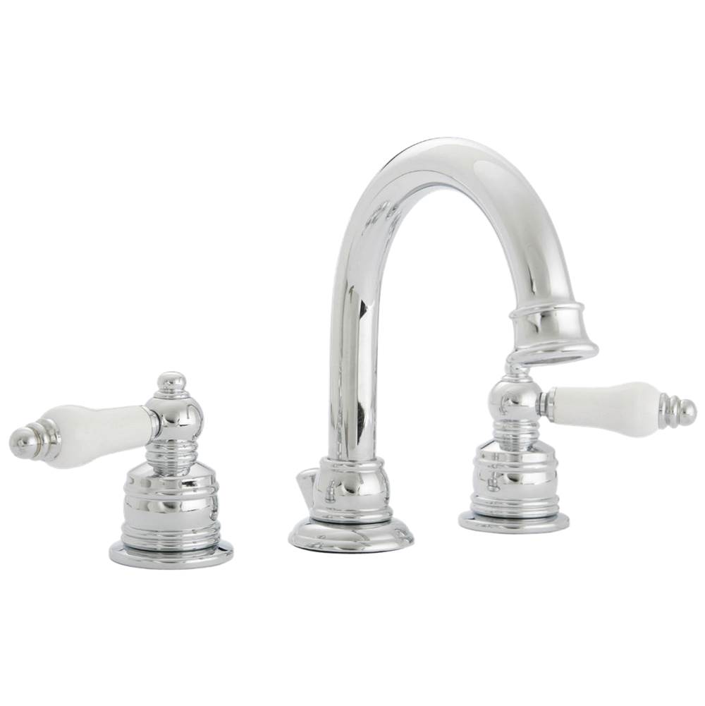 Banner Faucets Adjustable Widespread Two Ceramic Lever Handle Arch Spout Lavatory Faucet With Brass Pop Up