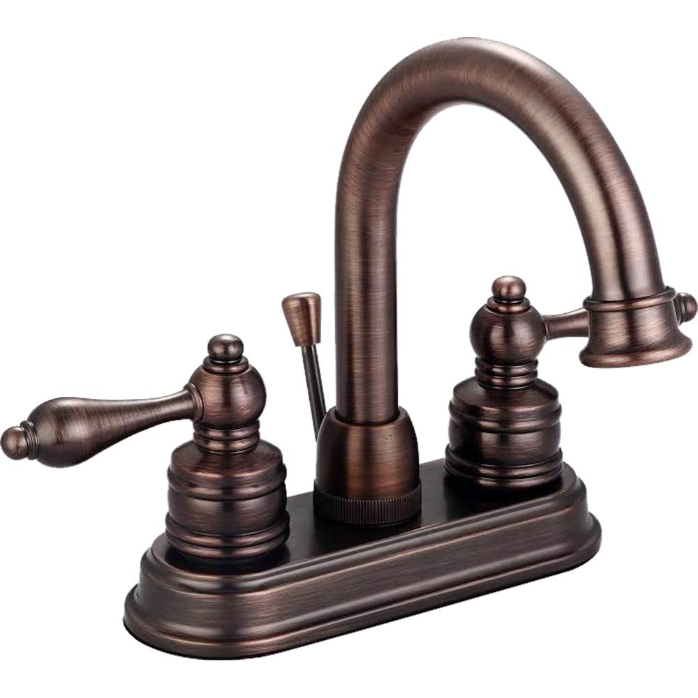 Banner Faucets Two Lever Handle Arch Spout Lavatory Faucet With Brass Pop Up