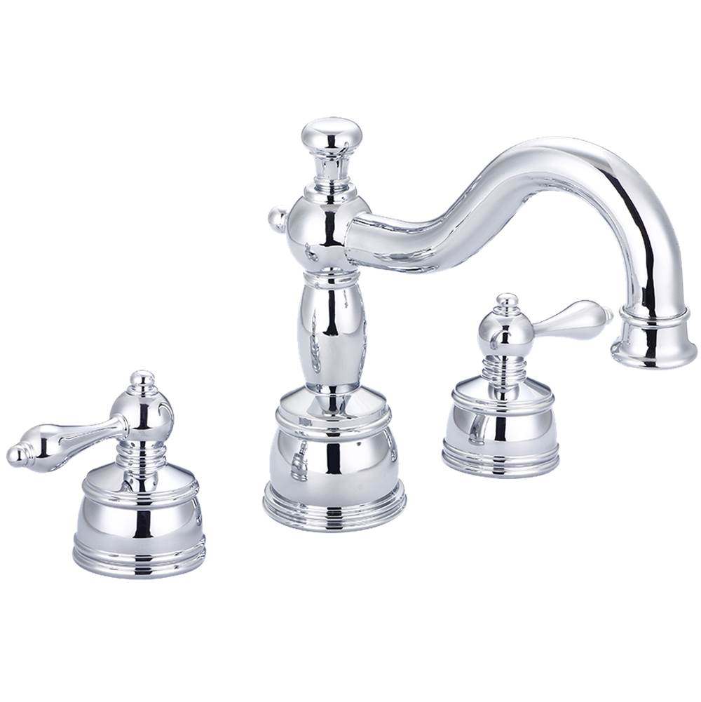 Banner Faucets Vintage Series Two Adjustable Widespread Lever Handle ''J'' Style Spout Lavatory Faucet With Brass Pop Up