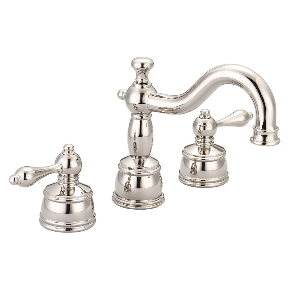 Banner Faucets Vintage Series Two Adjustable Widespread Lever Handle ''J'' Style Spout Lavatory Faucet With Brass Pop Up