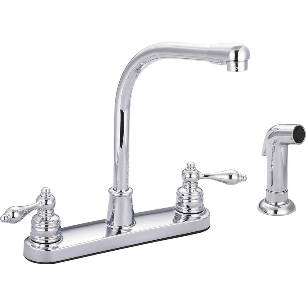 Banner Faucets Two Lever Handle High Arch Spout Kitchen Faucet With Matching Side Spray