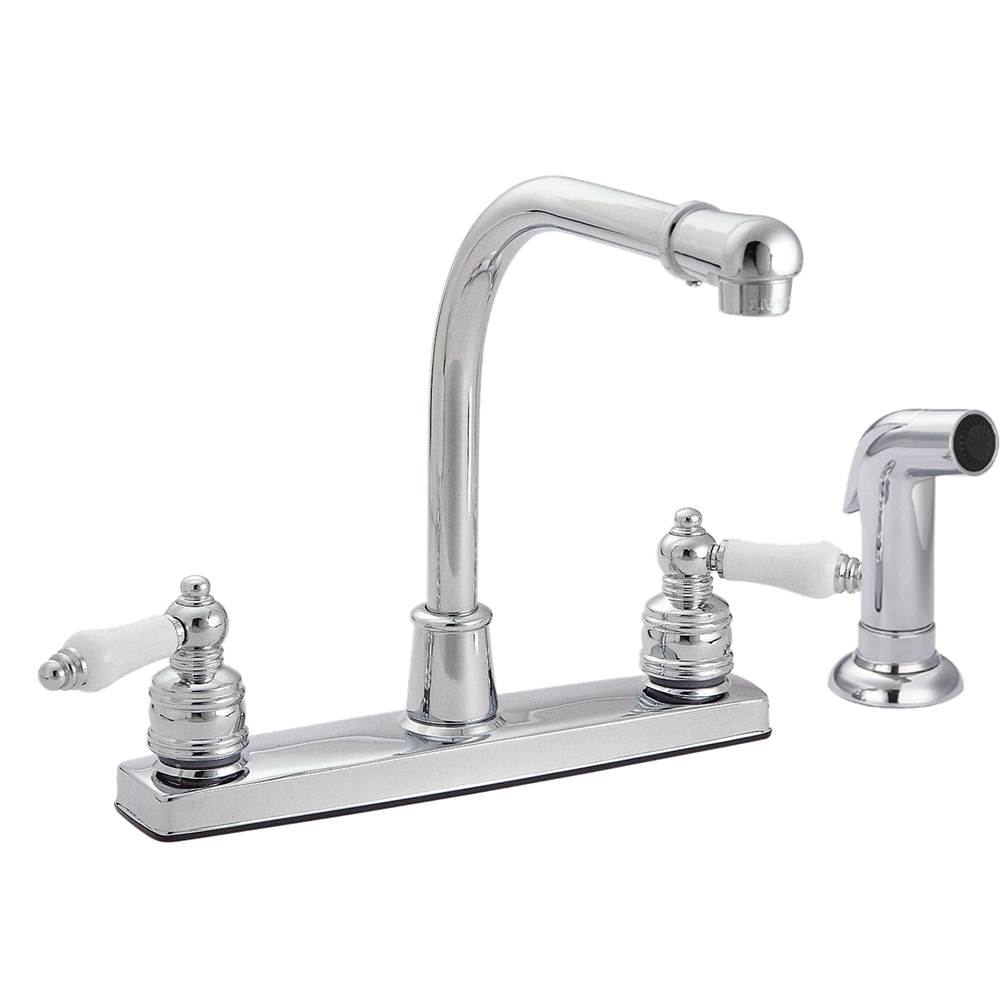 Banner Faucets Two Ceramic Lever Handle High Arch Spout Kitchen Faucet With Matching Side Spray