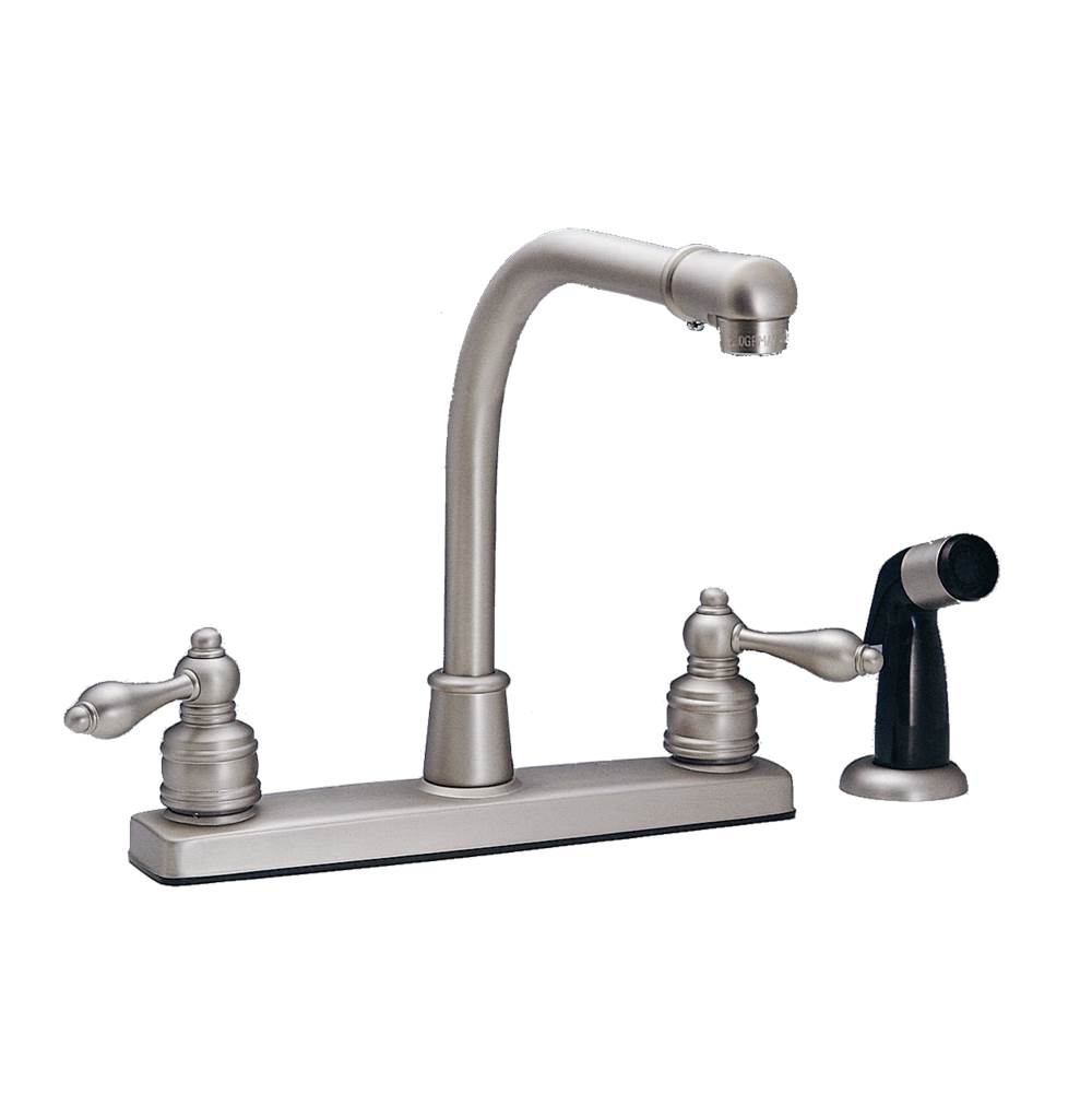 Banner Faucets Two Lever Handle High Arch Spout Kitchen Faucet With Matching Side Spray