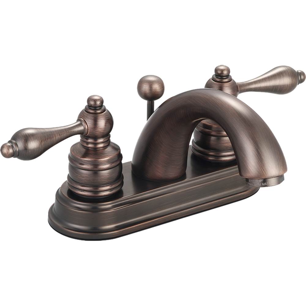 Banner Faucets Two Lever Handle ''C'' Spout Brass Lavatory Faucet With Brass Pop Up