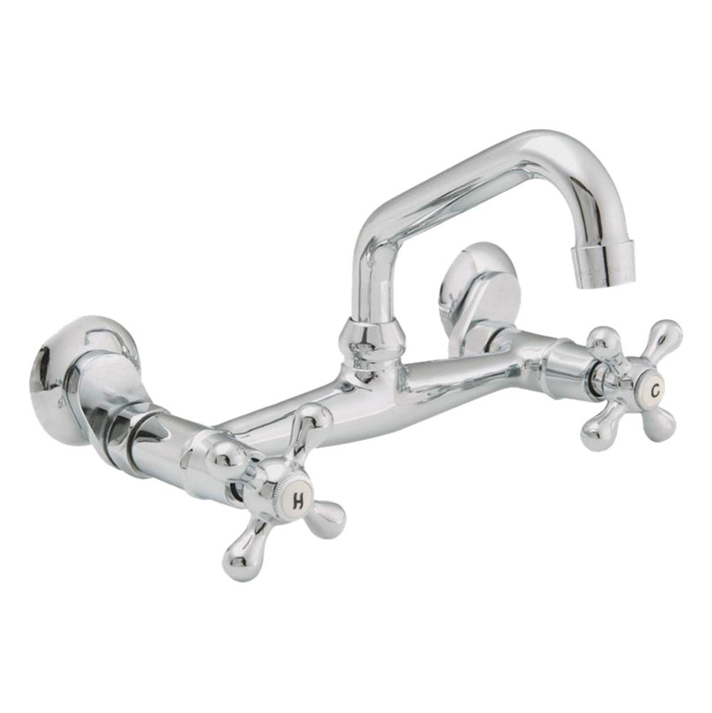 Banner Faucets Liberty Series Two Cross Handles Wall Mount 6' 10' Adjustable Kitchen Or Utility Faucet With Ceramic Disc Valve
