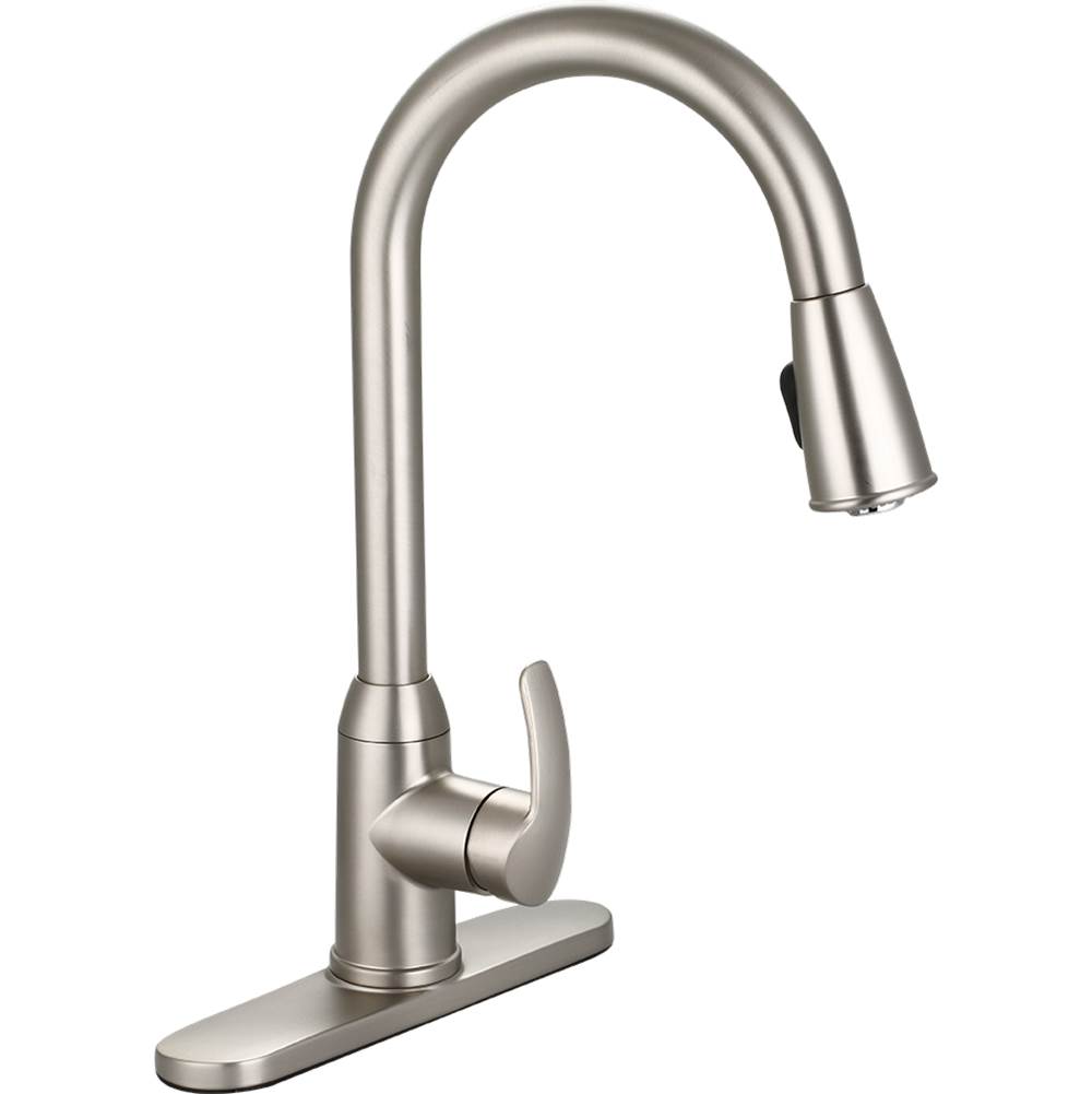 Banner Faucets Castille Collection Dual Setting Pull Down Spray Brass Kitchen Faucet With Single Matching Contemporary Lever Handle