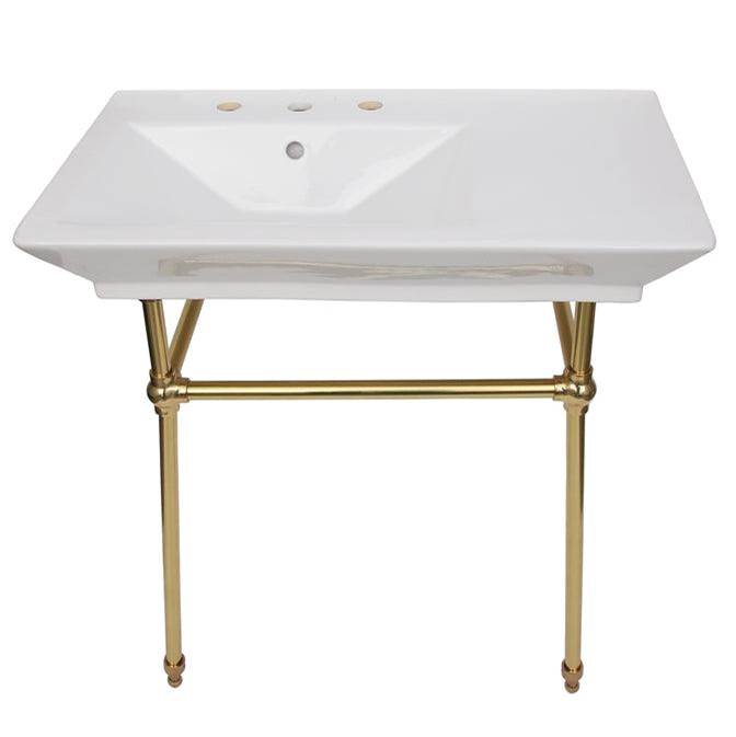 Barclay Opulence Console 31-1/2'', RectBowl, 1-hole, White, PB Stand
