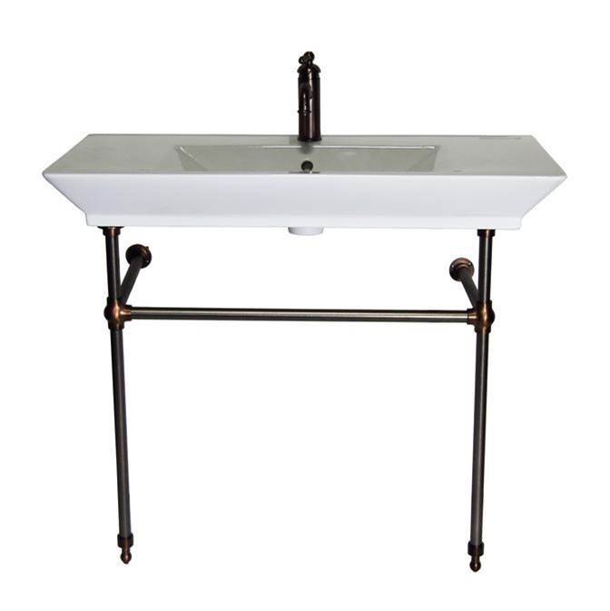 Barclay Opulence Console 39-1/2'', RectBowl, 8'' WS, White, ORB Stand