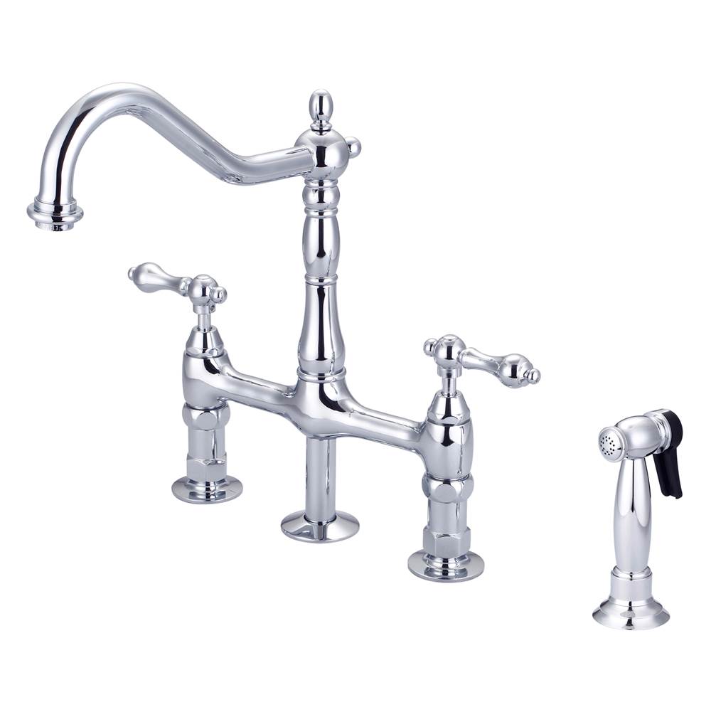 Barclay Emral Kitchen Bridge FaucetSidespray and Metal Lever Hdl,CP