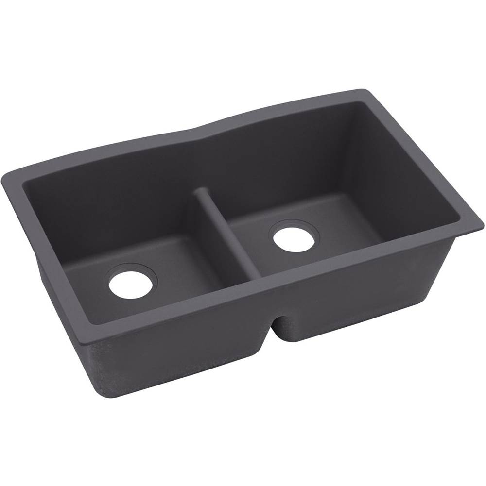 Elkay Reserve Selection Elkay Quartz Luxe 33'' x 19'' x 10'', Equal Double Bowl Undermount Sink with Aqua Divide, Charcoal