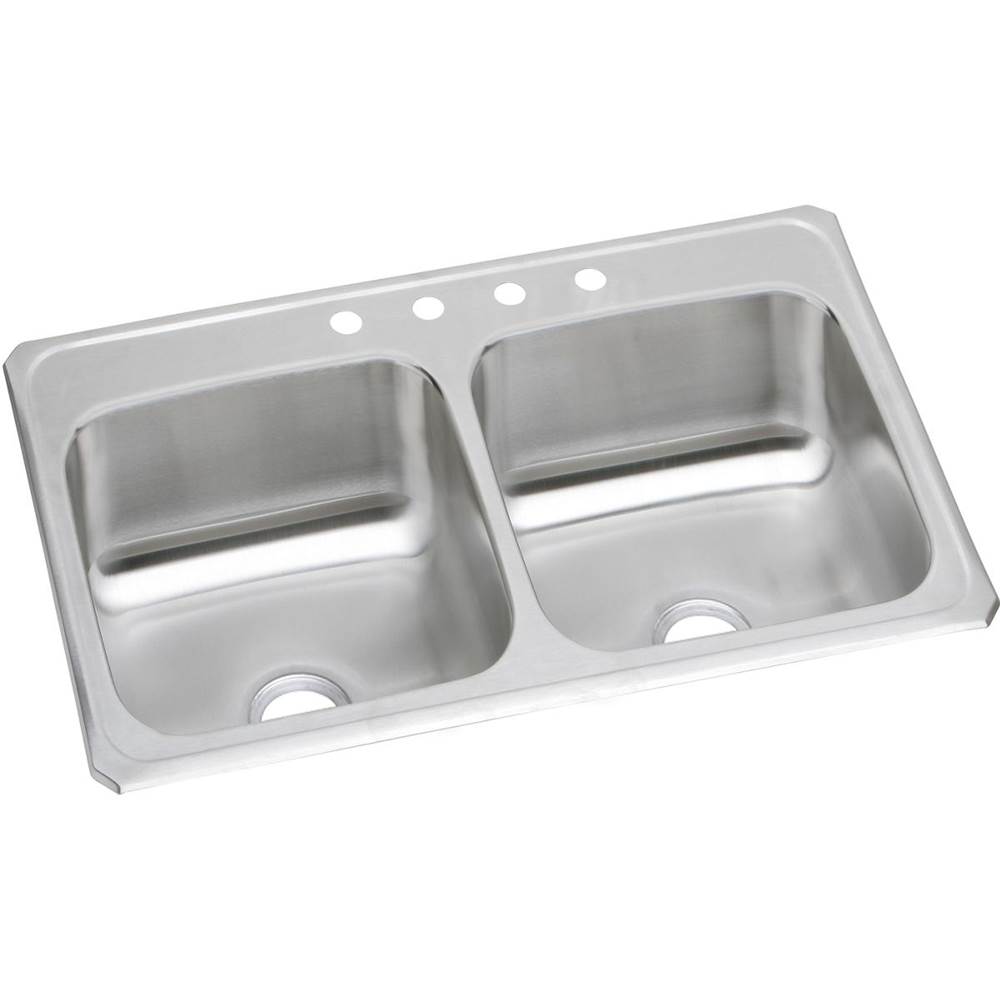 Elkay Celebrity Stainless Steel 33'' x 21-1/4'' x 6-7/8'', 2-Hole Equal Double Bowl Drop-in Sink