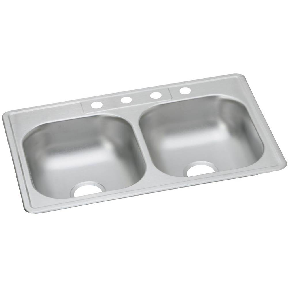 Elkay Dayton Stainless Steel 33'' x 22'' x 6-9/16'', 3-Hole Equal Double Bowl Drop-in Sink (10 Pack)