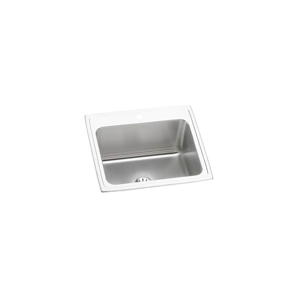 Elkay Lustertone Classic Stainless Steel 25'' x 22'' x 10-3/8'', 4-Hole Single Bowl Drop-in Sink with Perfect Drain