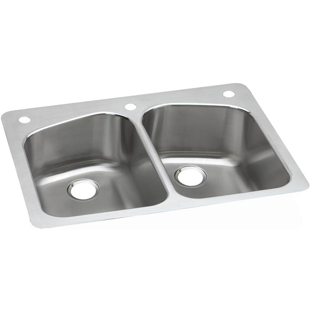 Elkay Dayton Stainless Steel 33'' x 22'' x 8'', Equal Double Bowl Dual Mount Sink