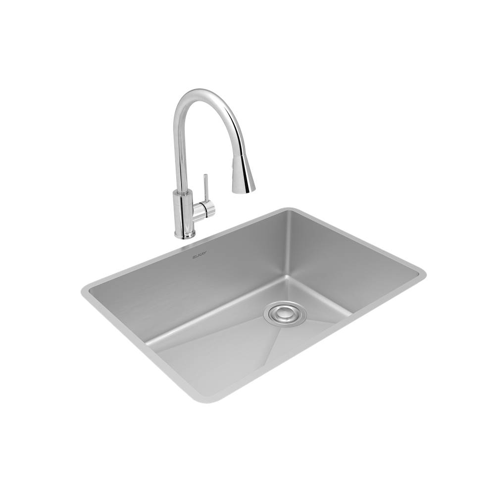 Elkay Crosstown 18 Gauge Stainless Steel 25-1/2'' x 18-1/2'' x 9'', Single Bowl Undermount Sink and Faucet Kit with Drain