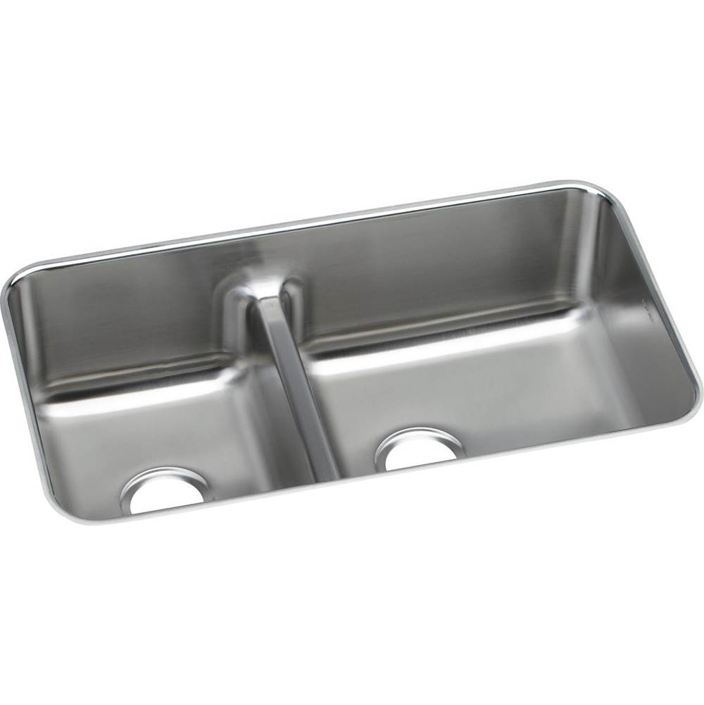 Elkay Lustertone Classic Stainless Steel 32-1/16'' x 18-1/2'' x 9'', 40/60 Double Bowl Undermount Sink with Aqua Divide
