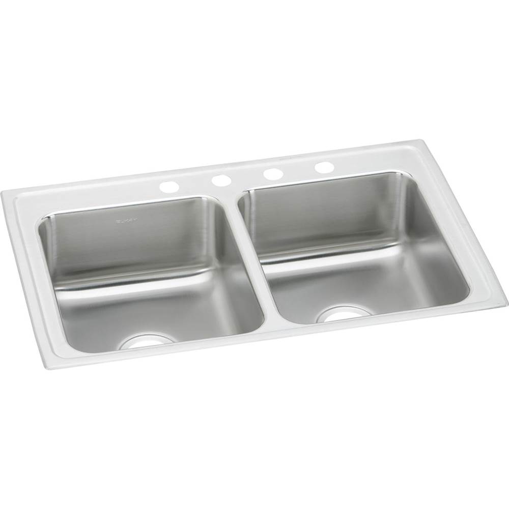 Elkay Lustertone Classic Stainless Steel 29'' x 22'' x 7-5/8'', 5-Hole Equal Double Bowl Drop-in Sink