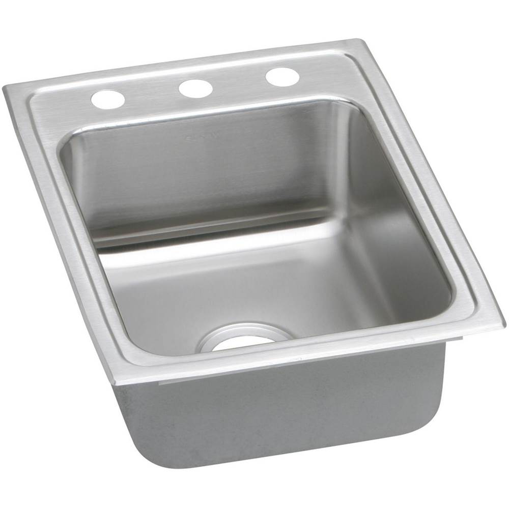 Elkay Lustertone Classic Stainless Steel 17'' x 22'' x 6'', 3-Hole Single Bowl Drop-in ADA Sink with Quick-clip