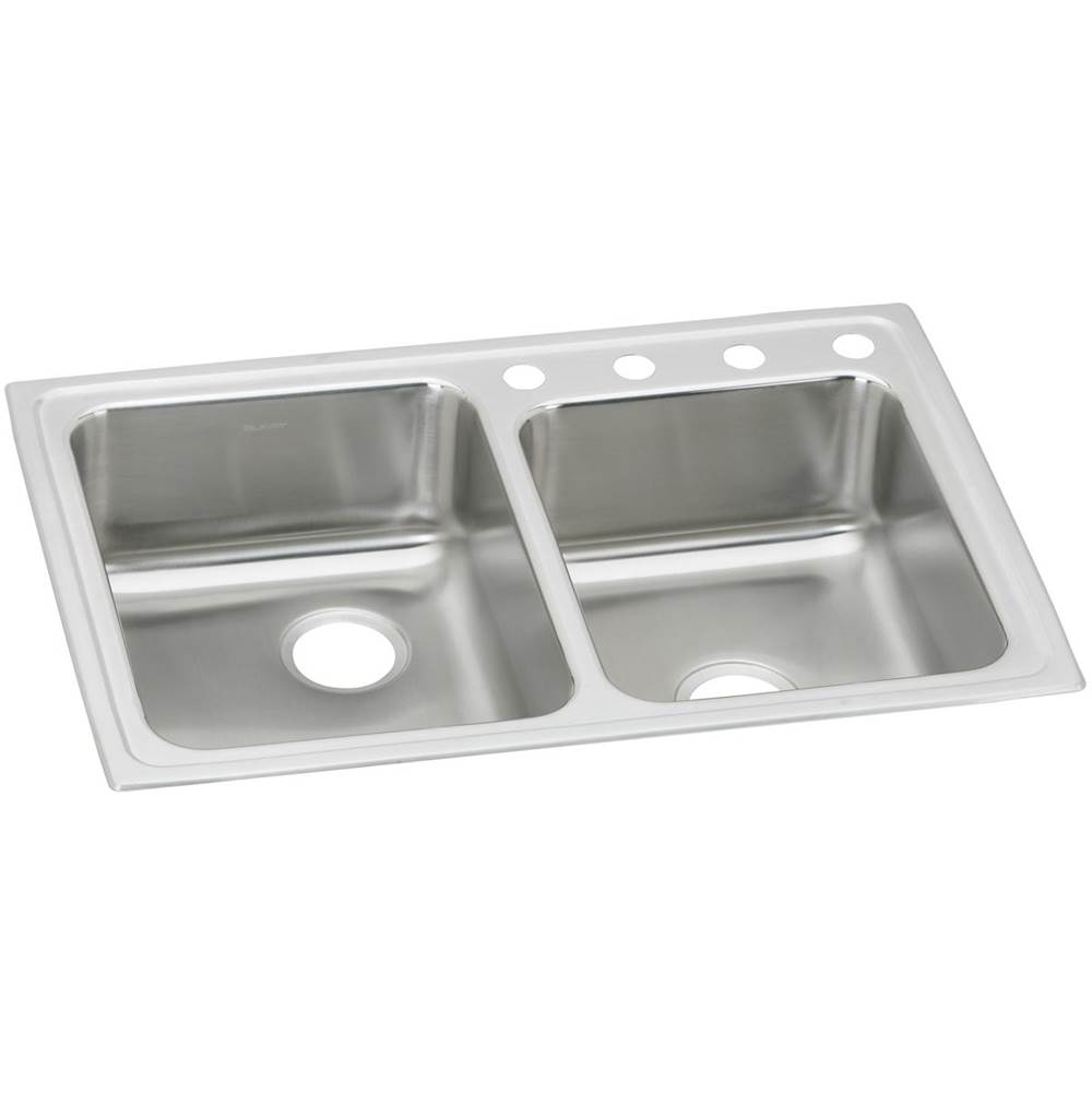 Elkay Lustertone Classic Stainless Steel 33'' x 22'' x 6-1/2'', Offset 4-Hole Double Bowl Drop-in ADA Sink