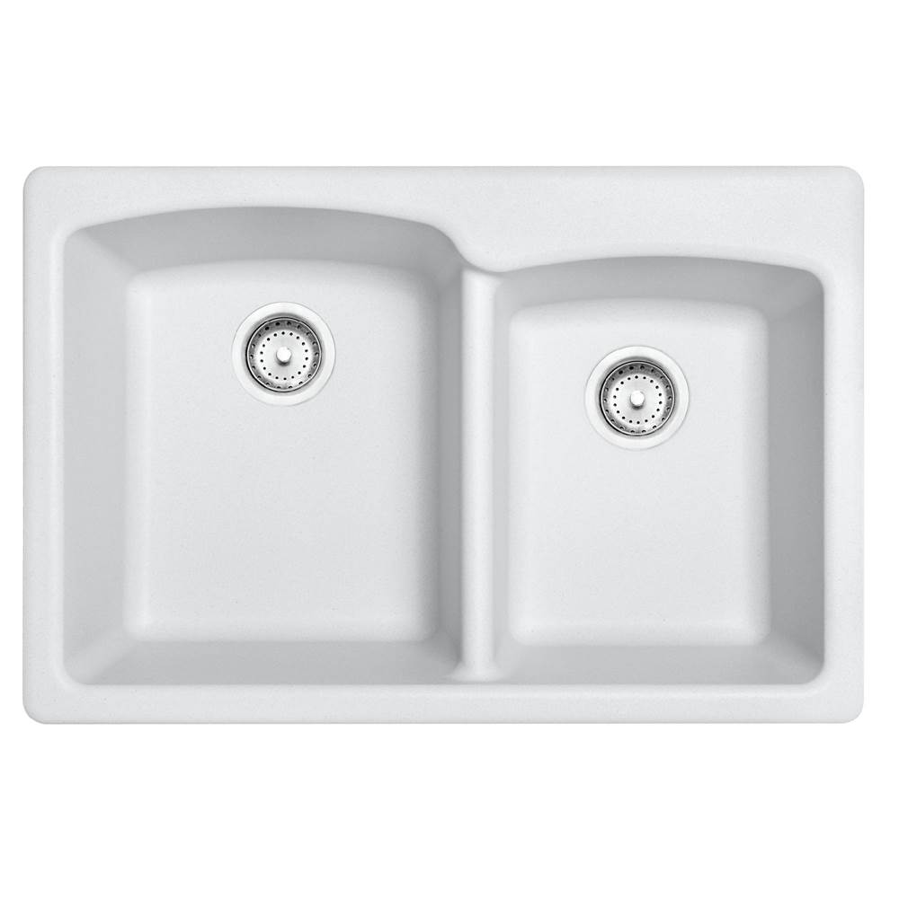 Franke Ellipse 33.0-in. x 22.0-in. Granite Dual Mount Double Bowl Kitchen Sink in Polar White