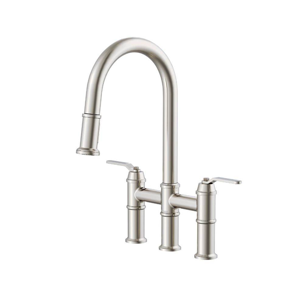 Gerber Plumbing Kinzie 2H Bridge Pull-Down Kitchen Faucet 1.75gpm Stainless Steel