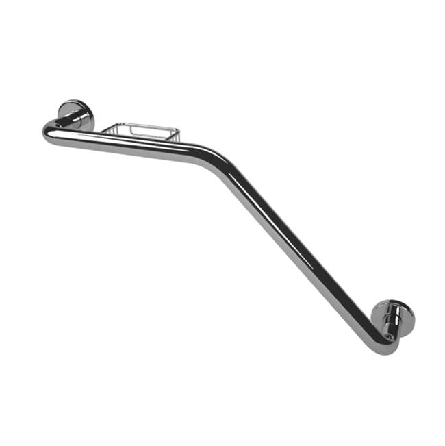 Health at Home Left Hand Grab Bar/Soap Basket. Brushed Stainless.