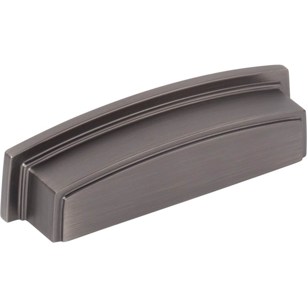Jeffrey Alexander 96 mm Center Brushed Pewter Square-to-Center Square Renzo Cabinet Cup Pull