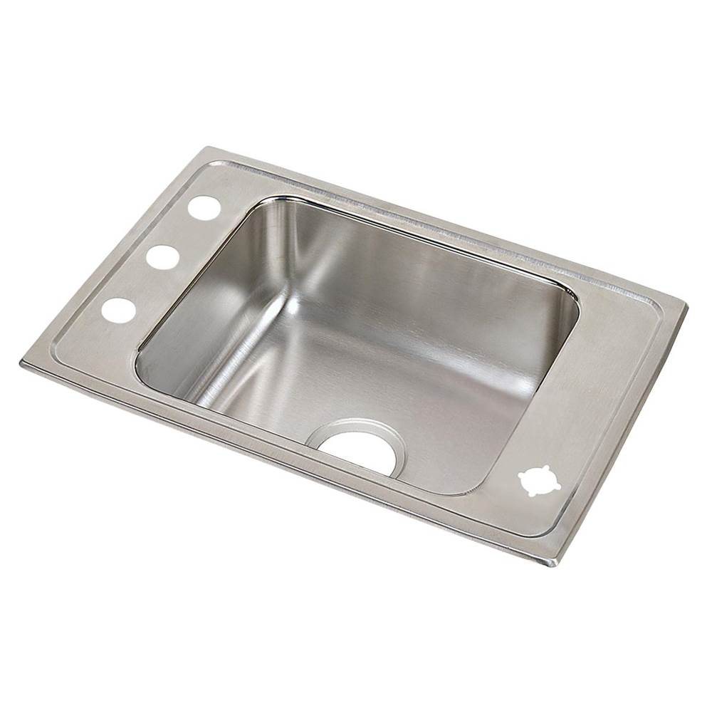 Just Manufacturing Stainless Steel 25'' x 17'' x 4-1/2'' 4-Hole Single Bowl Drop-in Classroom ADA Sink w/Left and Right Faucet Decks
