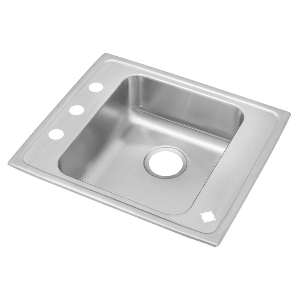 Just Manufacturing Stainless Steel 22'' x 19-1/2'' x 5-1/2'' 1L-Hole Single Bowl Drop-in Classroom ADA Sink w/L and R Faucet Decks