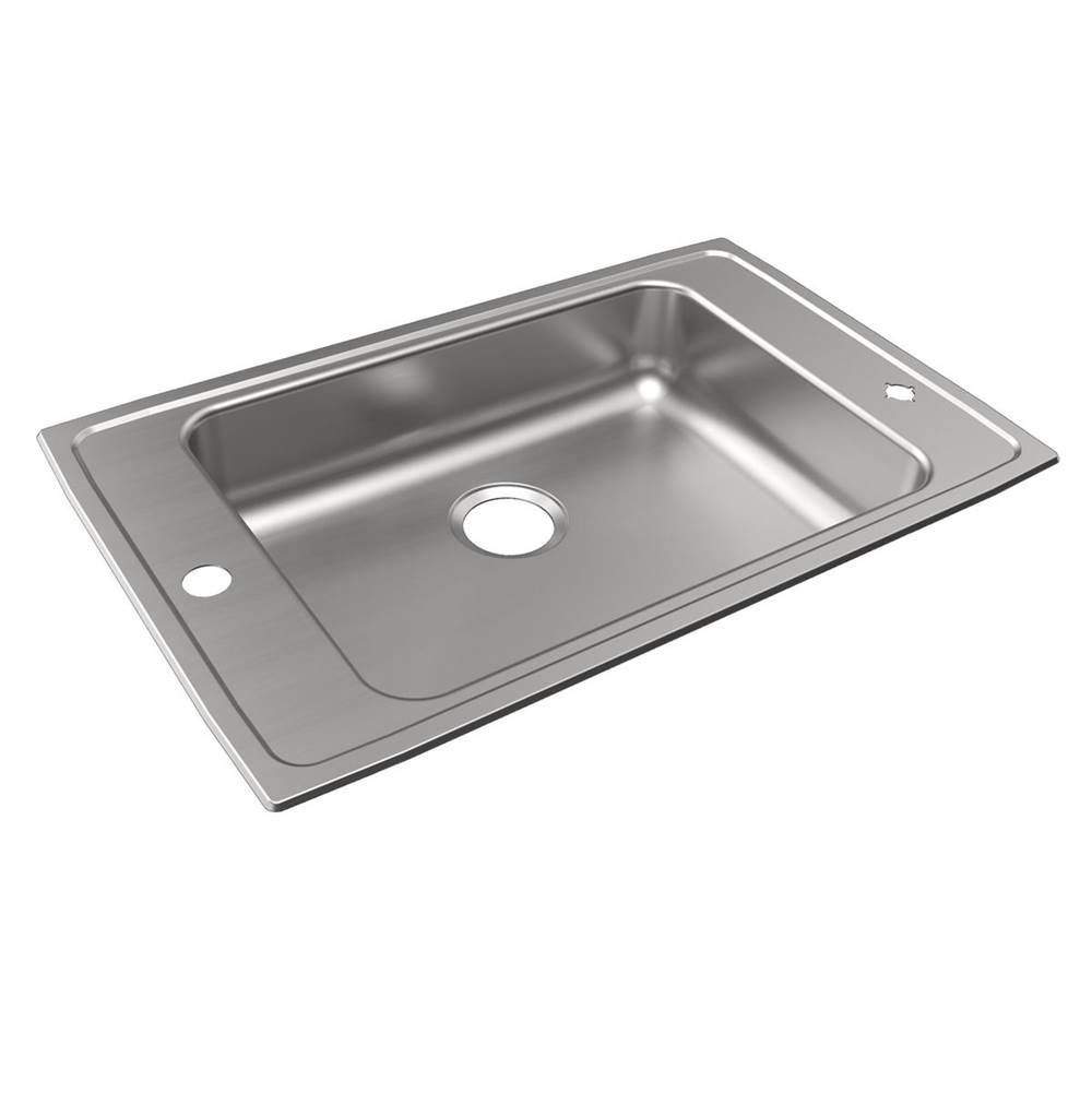 Just Manufacturing Stainless Steel 31'' x 19-1/2'' x 5-1/2'' 1L-Hole Single Bowl Drop-in Classroom ADA Sink w/L and R Faucet Decks