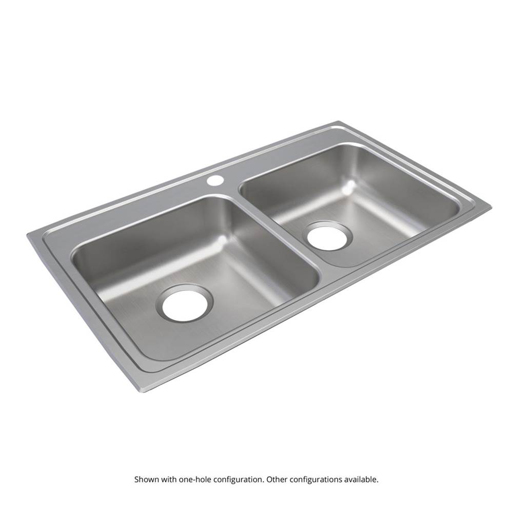 Just Manufacturing Stainless Steel 33'' x 22'' x 6'' 0-Hole Equal Double Bowl Drop-in ADA Sink w/Overflow