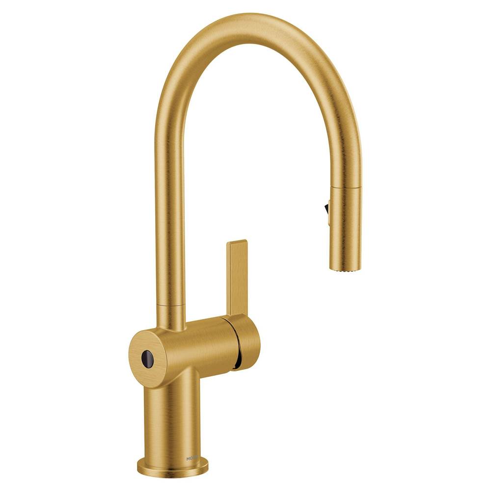Moen Cia Touchless 1-Handle Pull-Down Sprayer Kitchen Faucet with MotionSense Wave and Power Clean in Brushed Gold