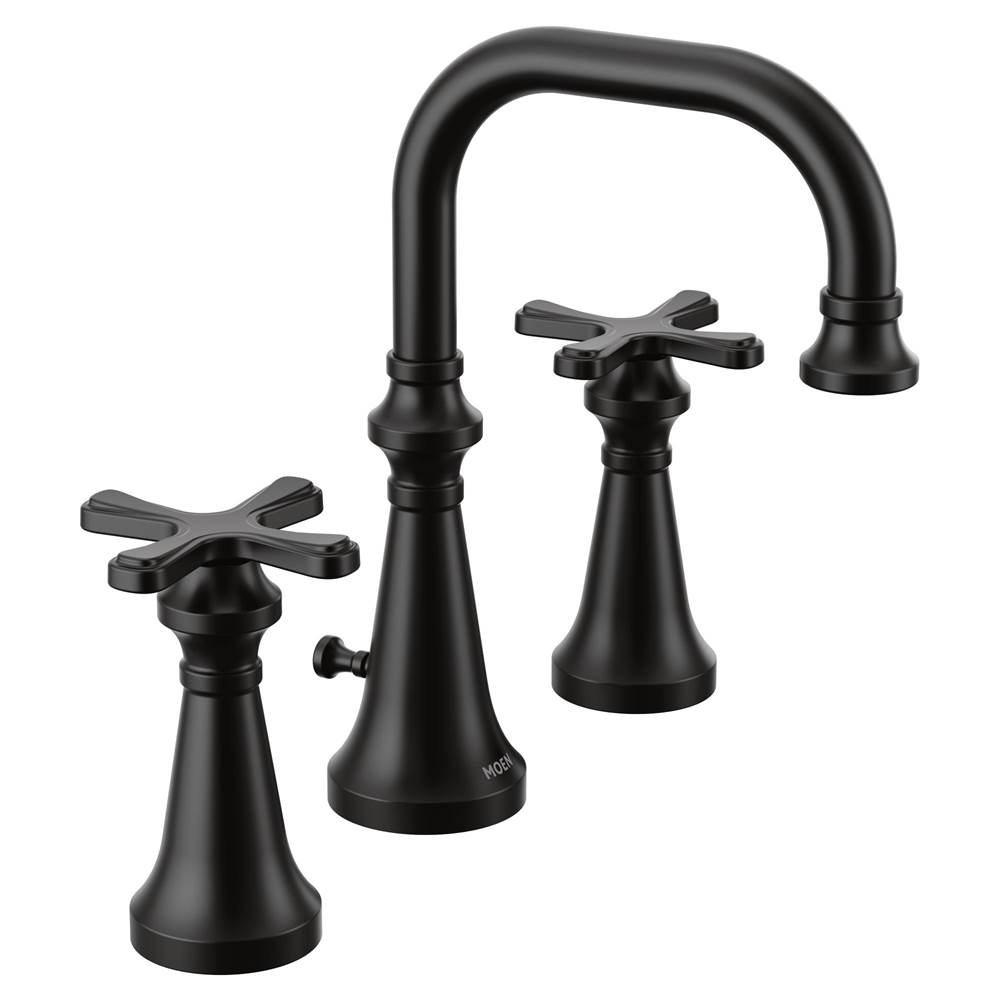 Moen Colinet Traditional Two-Handle Widespread High-Arc Bathroom Faucet with Cross Handles, Valve Required, in Matte Black