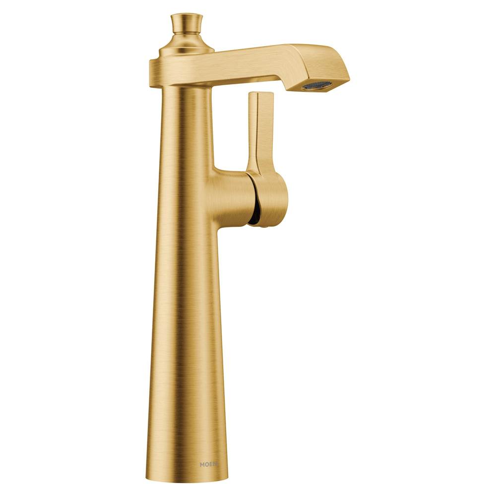 Moen Flara One-Handle Single Hole Vessel Sink Bathroom Faucet, Brushed Gold