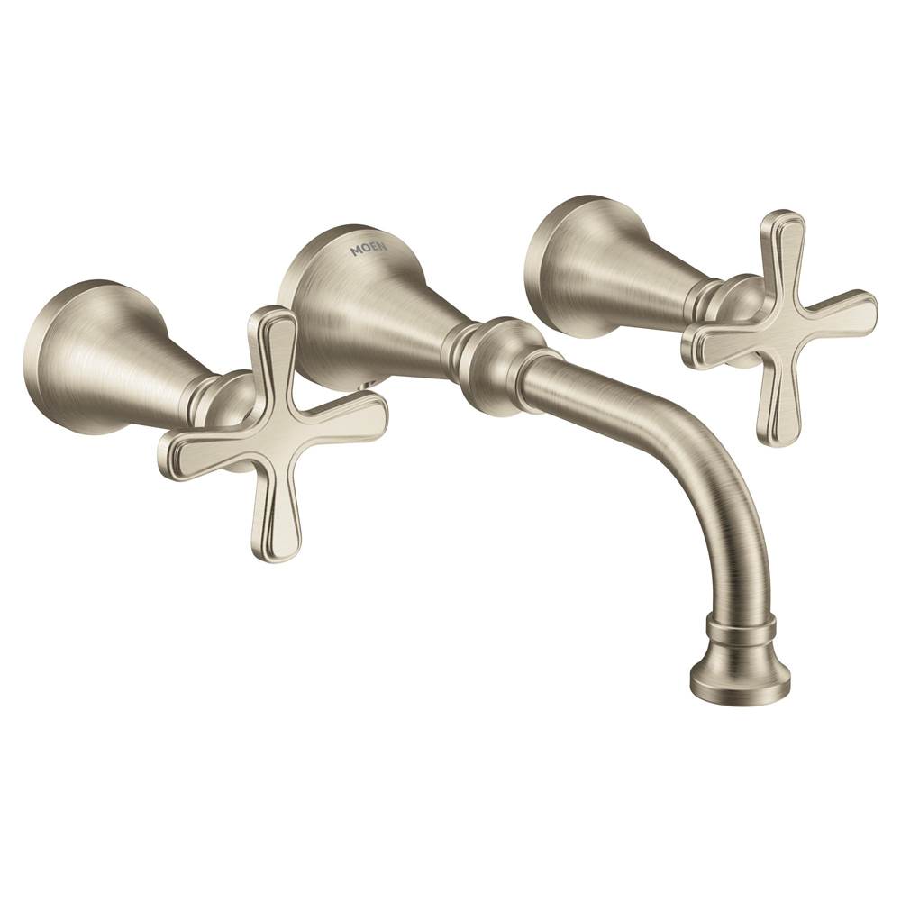 Moen Colinet Traditional Cross Handle Wall Mount Bathroom Faucet Trim, Valve Required, in Brushed Nickel