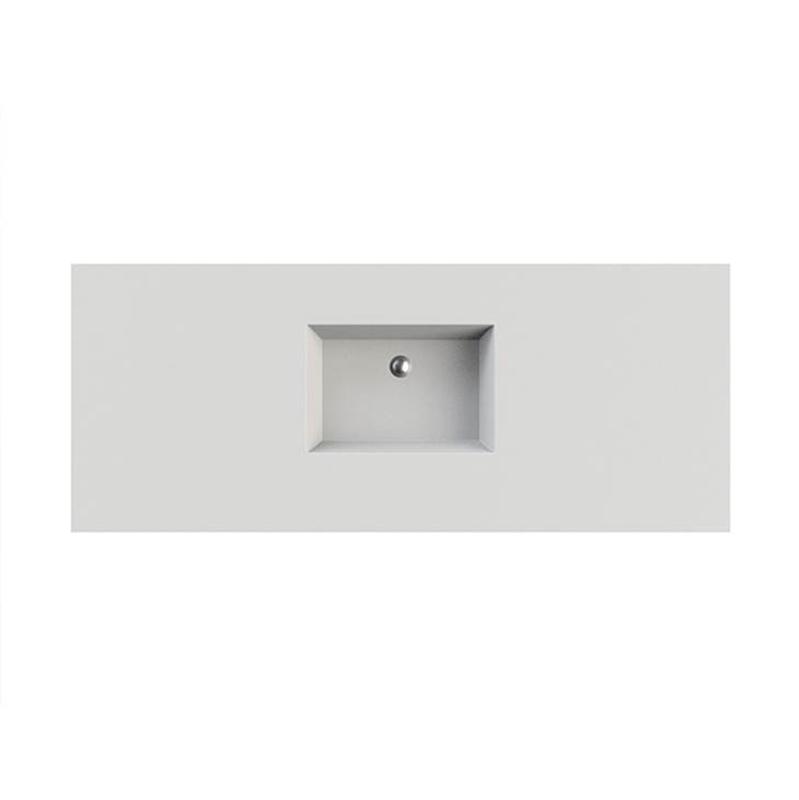 MTI Baths Petra 2 Sculpturestone Counter Sink Double Bowl Up To 56''- Gloss White