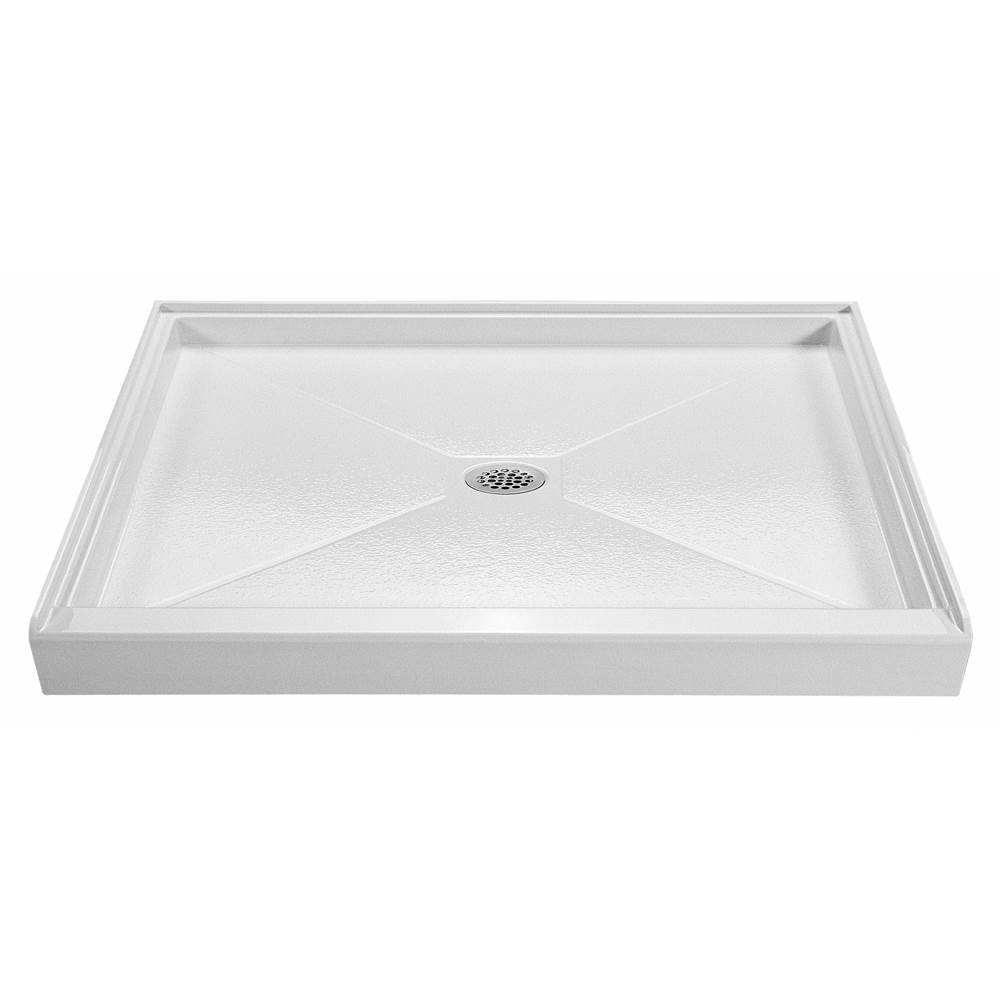 MTI Baths 4842 Acrylic Cxl Center Drain 48'' Threshold 3-Sided Integral Tile Flange - Biscuit