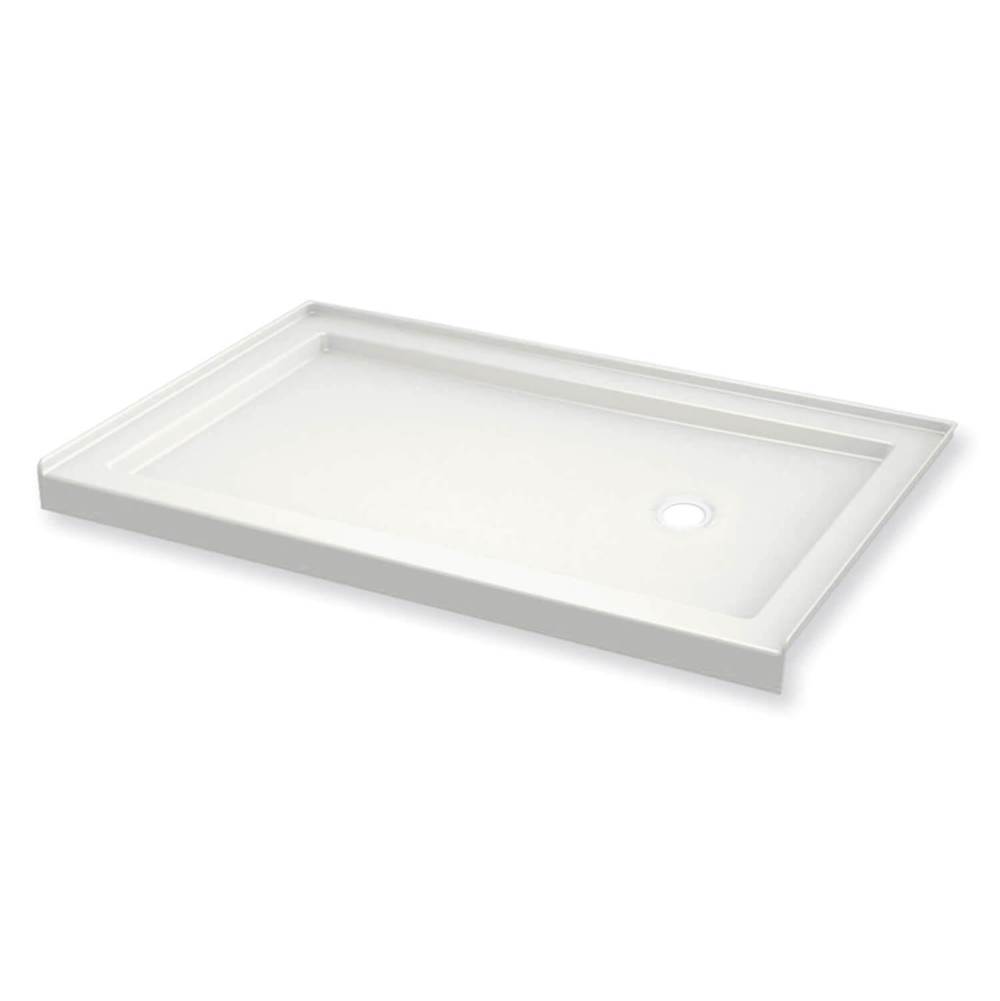 Maax B3Round 6032 Acrylic Alcove Shower Base in White with Right-Hand Drain